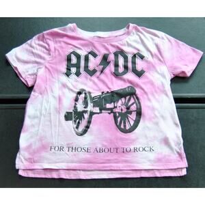 AC/DC For Those About to Rock Small Pink Short Sleeve Shirt Tie Dye